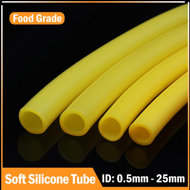 

1/3/5/10M Yellow Food Grade Silicone Rubber Hose ID 0.5~25mm OD 1~31mm Flexible Garden Rubber Hose Aquarium Soft Tubing Pipe