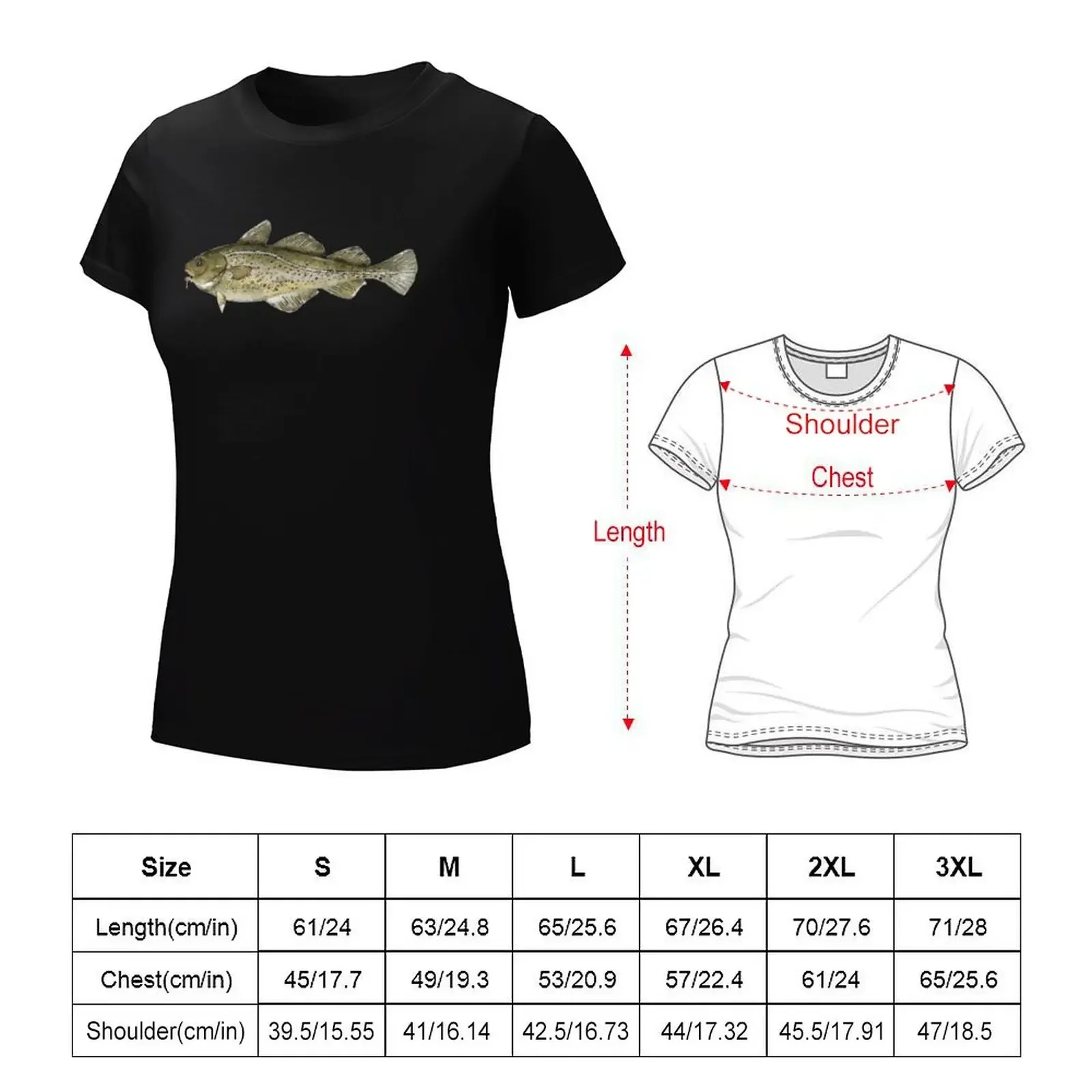 Atlantic Cod Fish Watercolor T-shirt cute tops anime clothes lady clothes Top Women