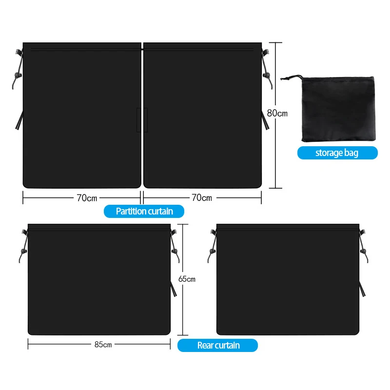 

4pcs Full Set Car Privacy Curtain Set Front Rear Window Shade Travel Nap Night Car Camping Detachable Simple Curtain Partition