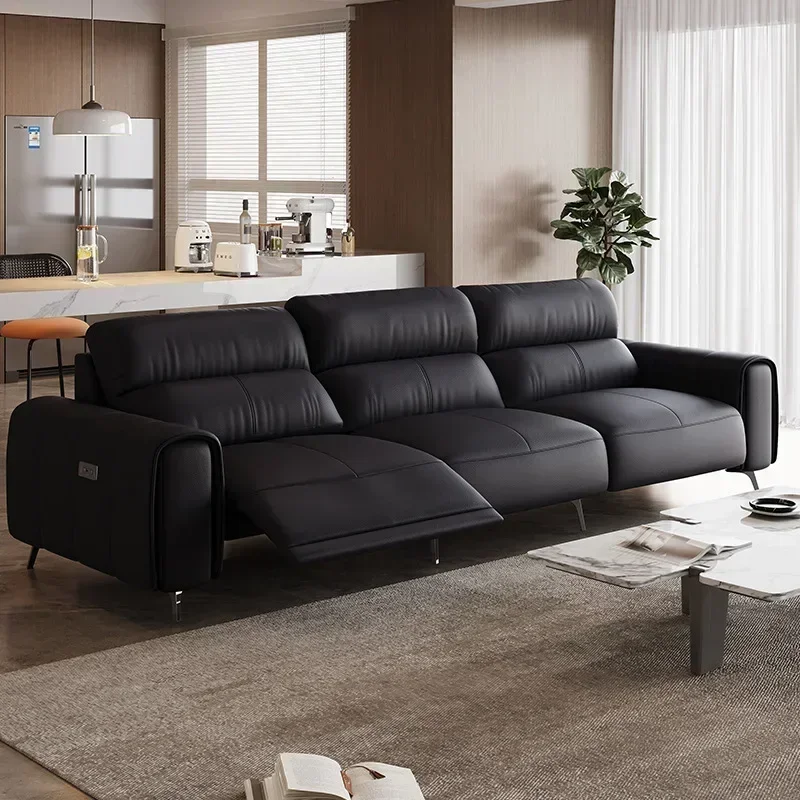 Living room first-class space capsule function modern light luxury small apartment straight row Italian sofa