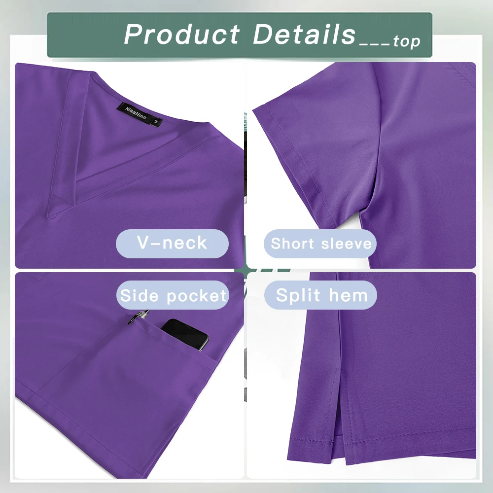 Salopette de dentiste unisexe, uniformes d'infirmière médicale pour femmes et hommes, ensemble de fraises de chirurgie d'hôpital, poches à manches courtes, vêtements de travail pour médecin