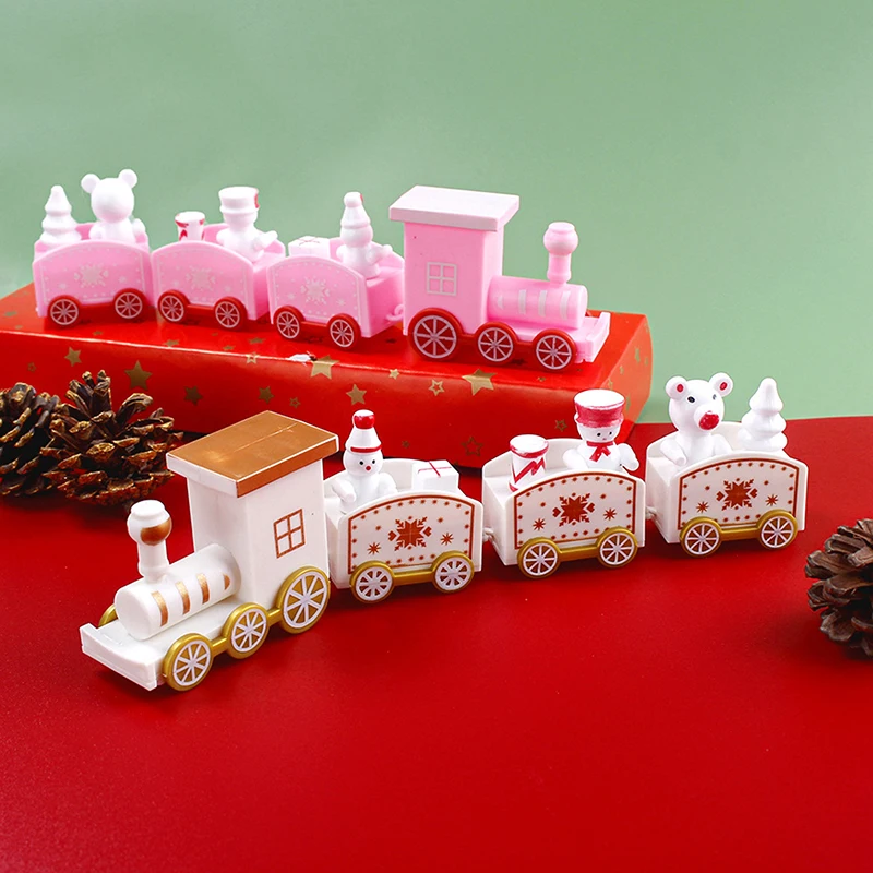 Enfeites de decoração de trem de plástico de Natal Mini suprimentos de decoração de bolo de festa de Natal