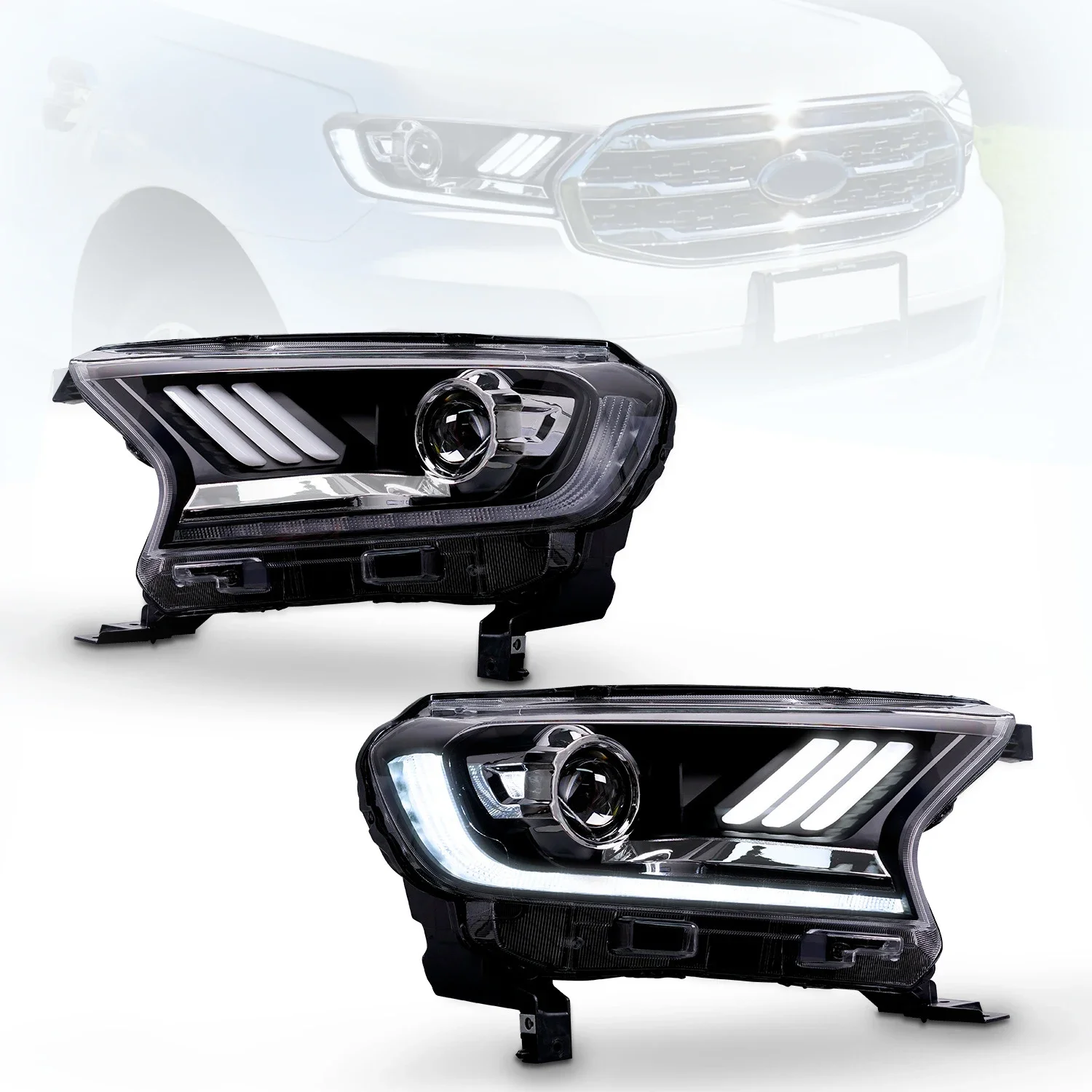 

full led headlights for ford ranger raptor T6 T7 2015 2016 2017 2018 2019 2020 dynamic turning signal F-100 assembly Head lamp