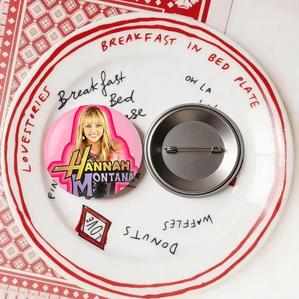 H-Hannah M-Montana  Badge Creative Pins Brooch for Bag Clothes Hat Decor Gifts Fans Collect