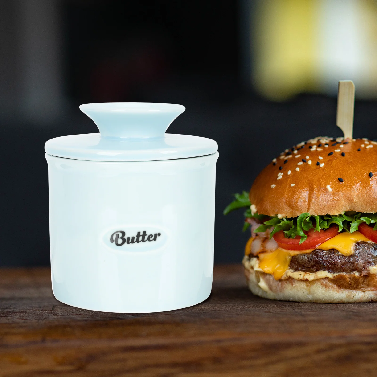 حاوية تخزين من السيراميك على شكل صندوق الزبدة، تصميم عملي لمطعم المطبخ، غطاء لحفظ الزبدة متعدد الأغراض متضمن