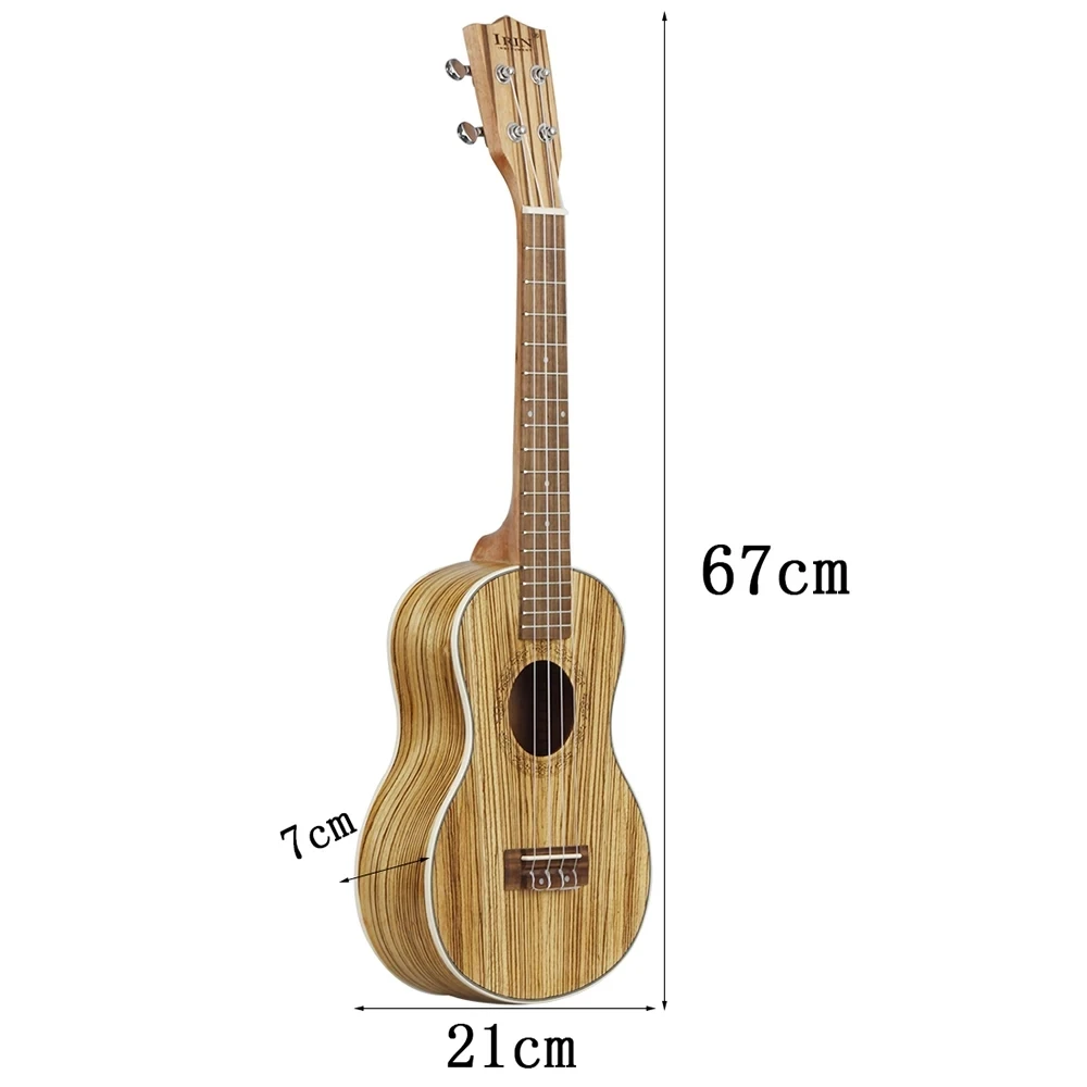 24 Inch Ukulele Hawaiian Zebra Wood Soprano Guitarra Ukulele 4 Strings Ukulele with Tuner Strap Capo Strings Parts