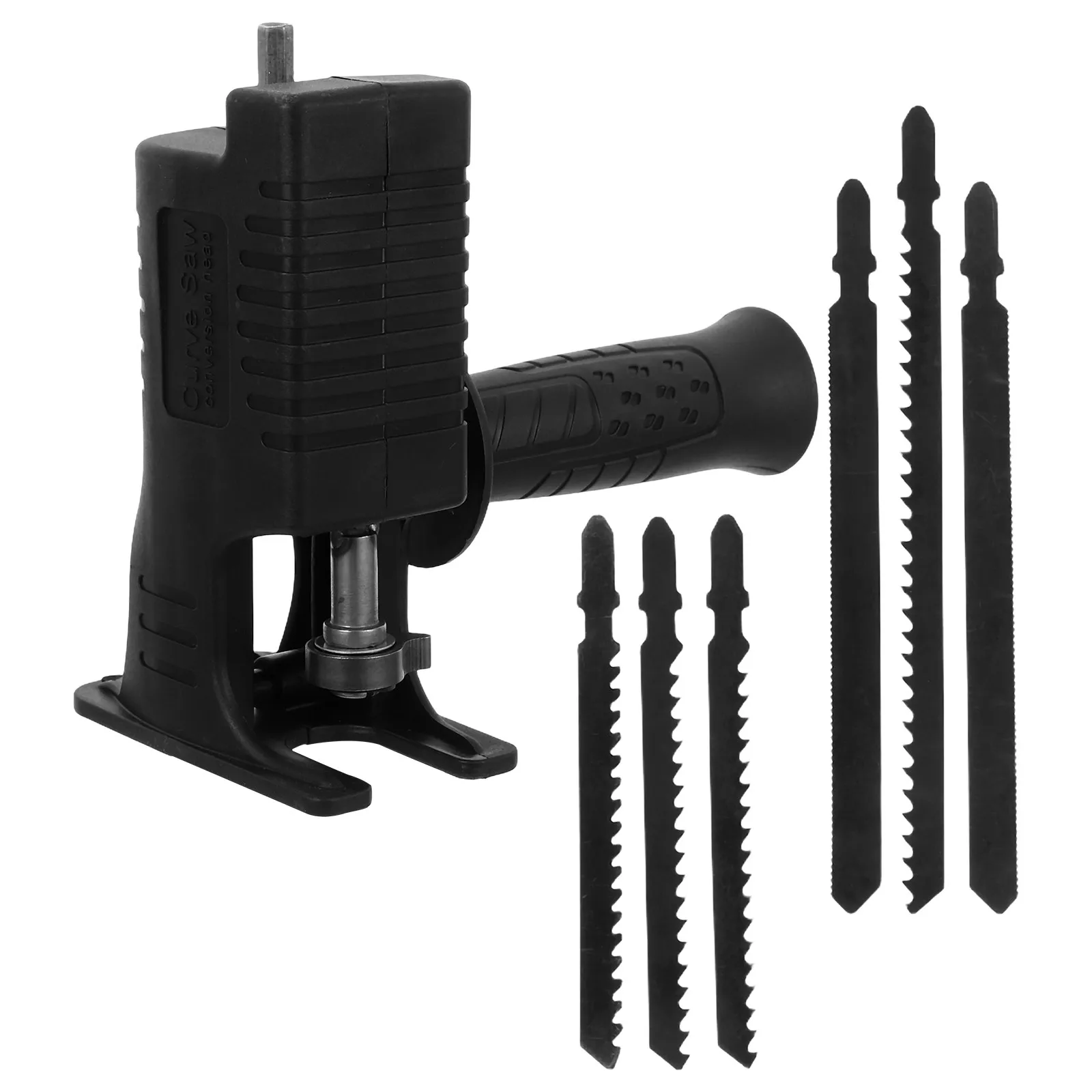 7 Piece Set Electric Drill Conversion Saw Black Portable Reciprocating Attachment Blade Adapter Kit Woodworking Tools
