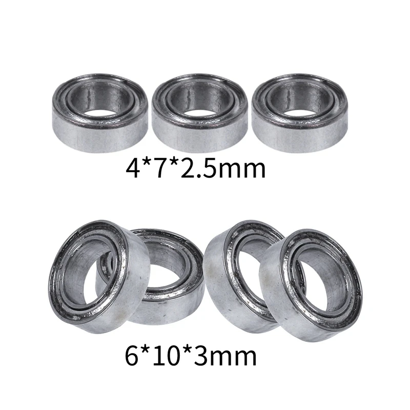 10Pcs Miniature Sealed Metal Shielded Metric Radial Ball Bearing Model: MR106-ZZ 6X10x3mm & 10Pcs MR74-ZZ 4X7x2.5Mm