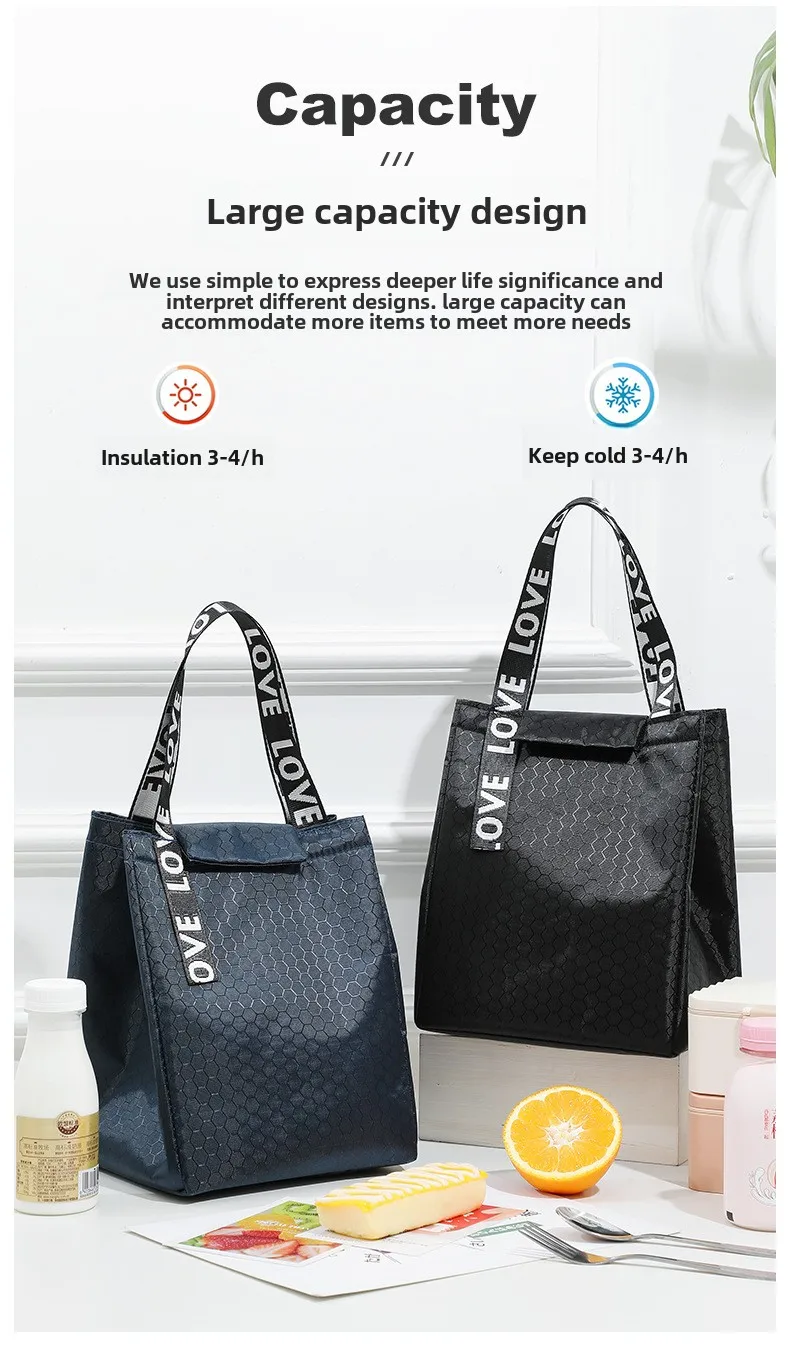Navy Forest Lunchbox, große Kapazität, tragbar, isoliert, Thermo-Lunch-Tasche aus Oxford-Stoff, Lebensmittelaufbewahrung, Picknick-Tasche für Damen und Herren – Detail 7