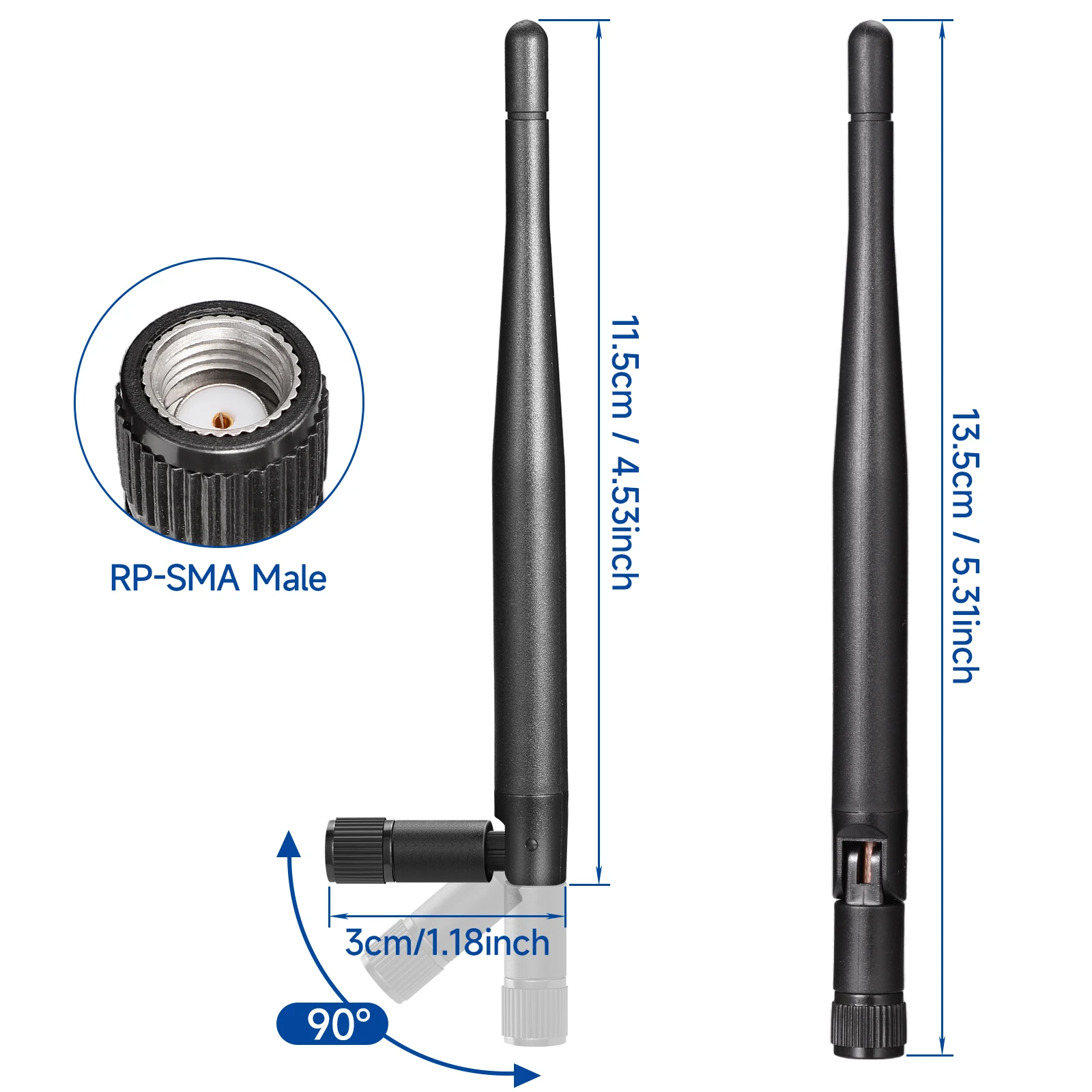 Superbat 3dbi 2.4GHz/5GHz Dual Band Omni WIFI Antenna RP-SMA for Wireless Security IP Camera