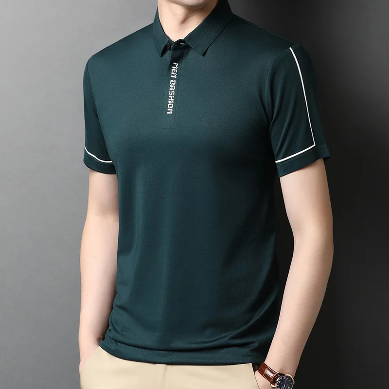 2022 Mulberry Silk Seamless Men's Polo Shirts Luxury Short Sleeve Solid Color Casual Male T-shirts Summer Golf Simple Man Tees