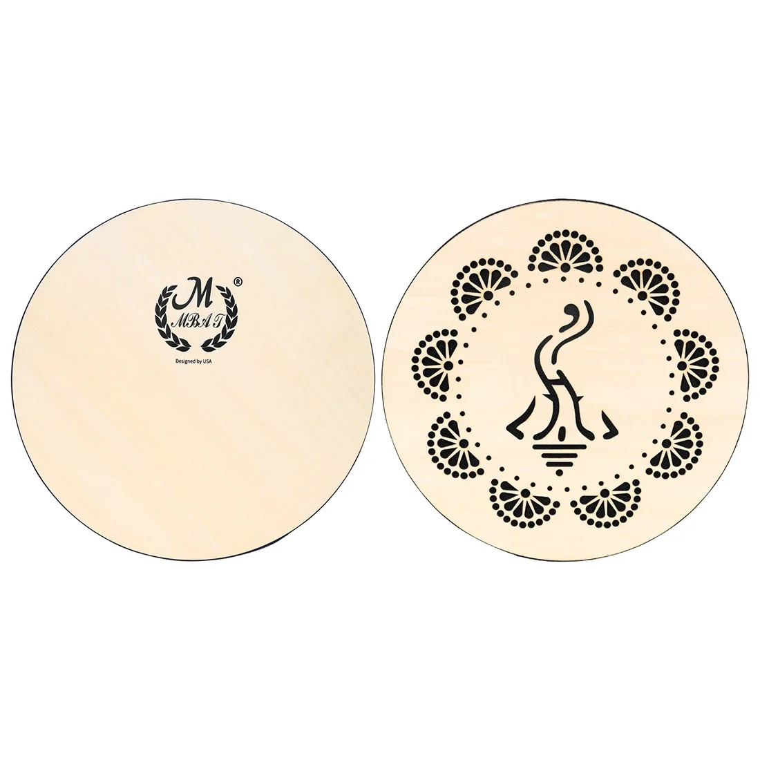 10 Inch Solid Wood Stream Drum Hand Carving Cloudy Mist Pattern and Colorful Woven Trim Sea Wave Sound Percussion Instrument