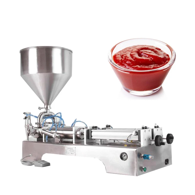 Double Head Shampoo Pneumatic Filler Piston Tomato Butter Peanut Butter Paste Filling Machine