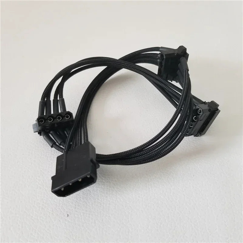 D 포트 대형 4 핀 PC IDE 전원 익스텐션 케이블, 1-3 90 도 어댑터, 수-암 전체 구리 18AWG 블랙 40cm