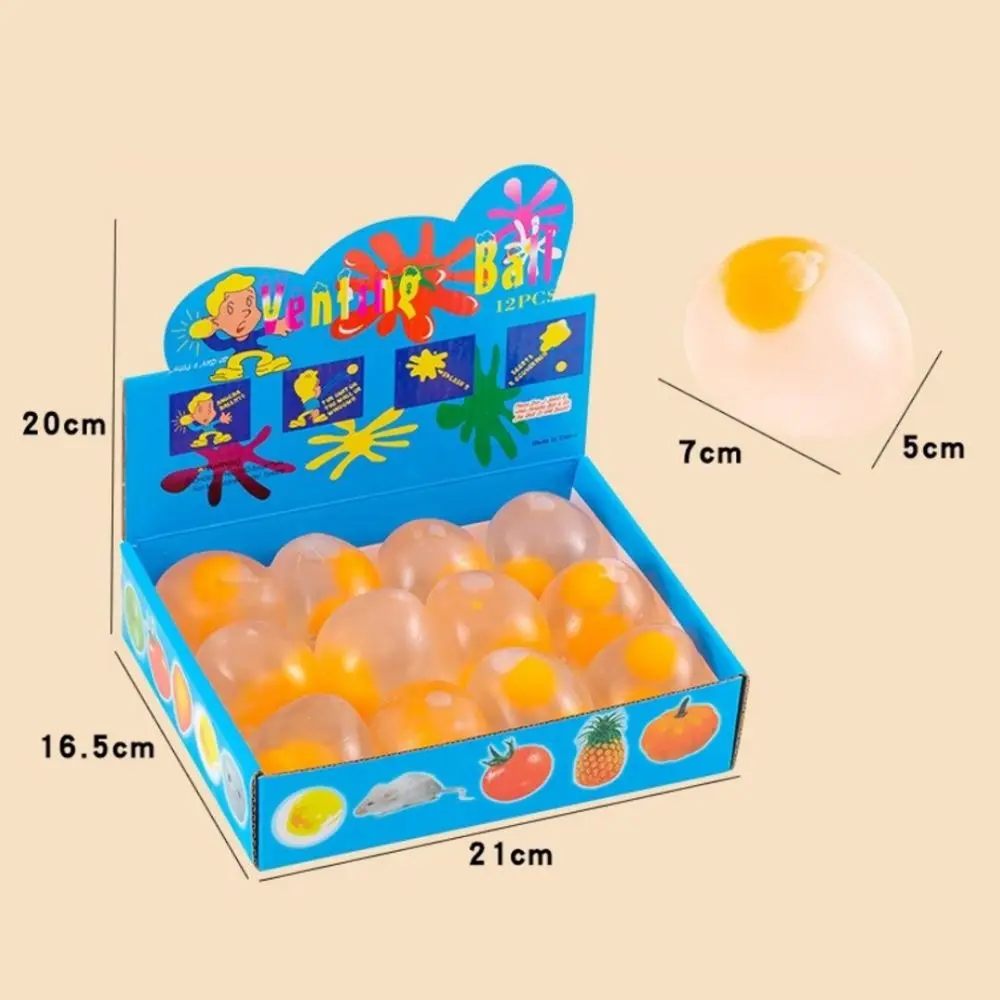 12 pçs/caixa 3d ovo mole fidget bola tpr material alívio do estresse espremer brinquedo criativo transparente brinquedo de descompressão para crianças jogar