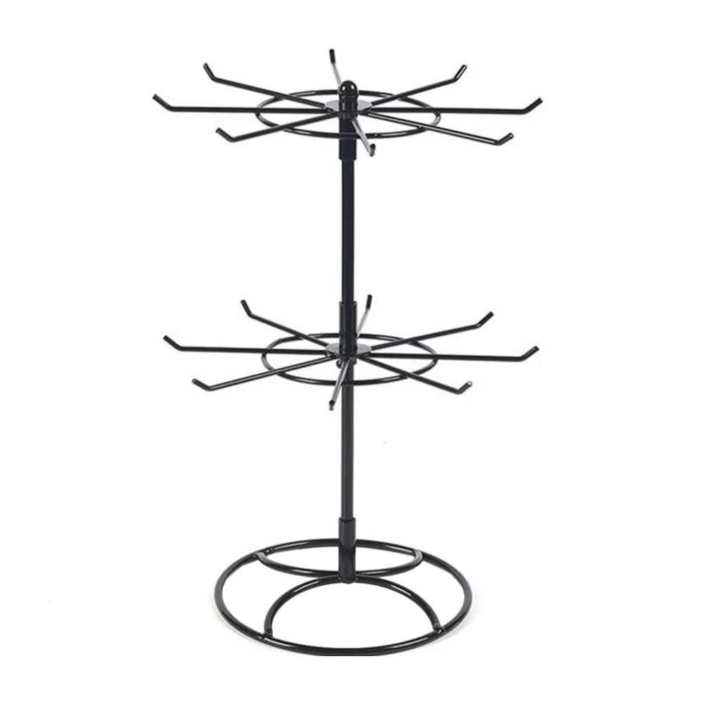 

Rotating Jewelry Display Stand 2 Tier Round Metal Necklace Organizer For Hanging Earrings Rings Bracelets Watches Accessories