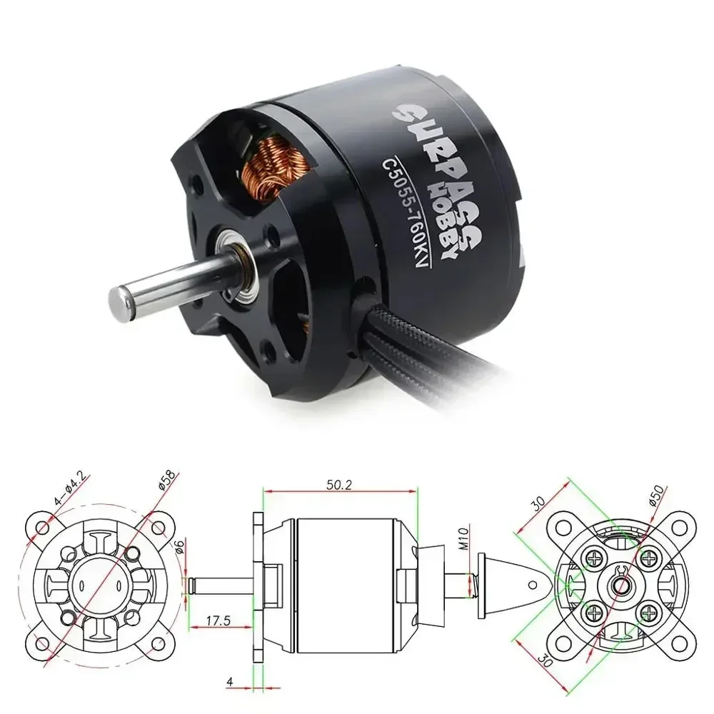 Surpass Hobby C5055 400KV 570KV 760KV Brushless Motor Skywalker V2 80A ESC Combo for RC Fixed-wing Airplane Drone Multicopter