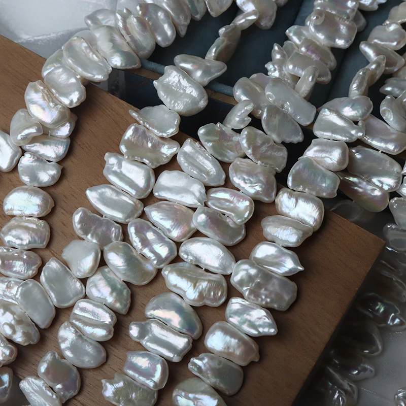 Center-hole plump pipa-style Baroque natural freshwater pearls, irregular loose beads, handcrafted DIY jewelry materials.