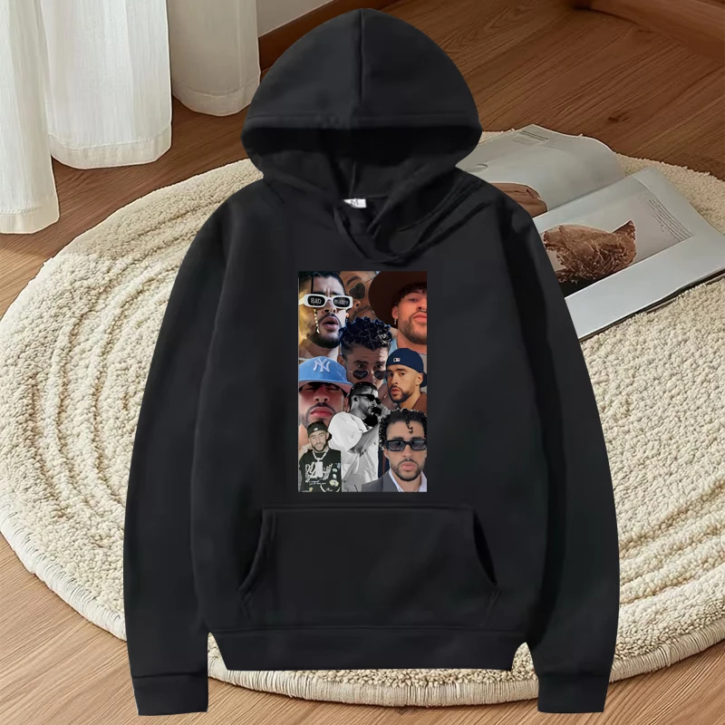 

bad bunny 2025 fashion graphic hoodie men women vintage Casual Long sleeve streetwear cool print oversized loose hoodie unisex
