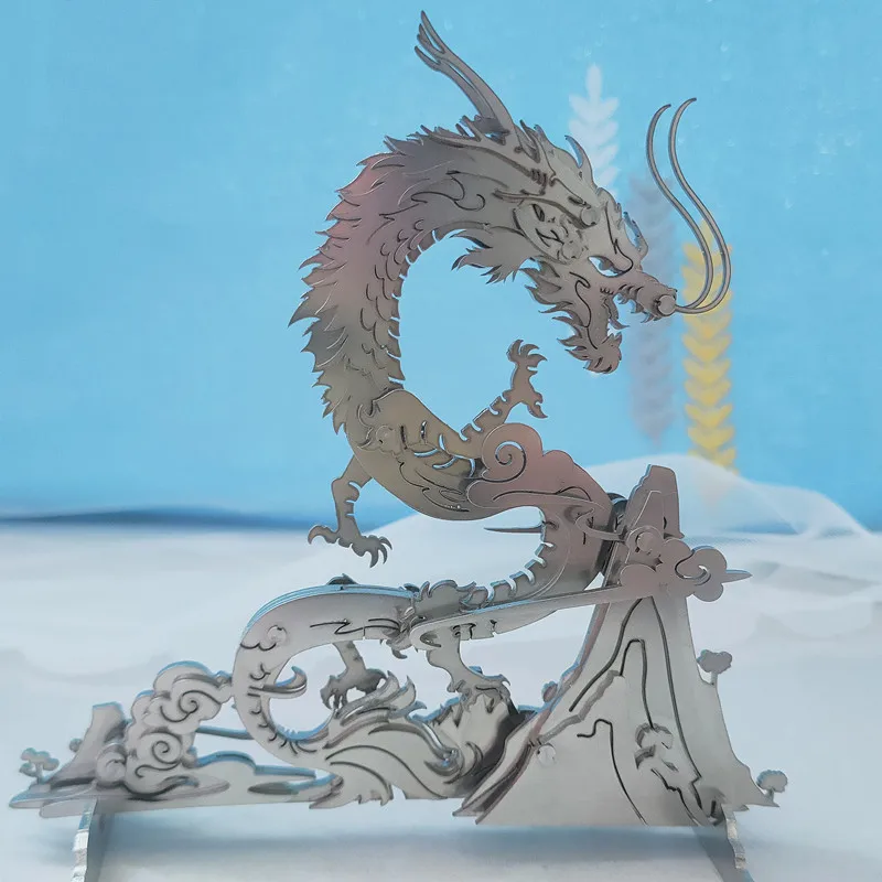 Stainless Steel DIY 3D Metal Puzzle Unicorn Gluttonous Charizard Ice Dragon Phoenix High Difficulty Mechanical Assembly Model