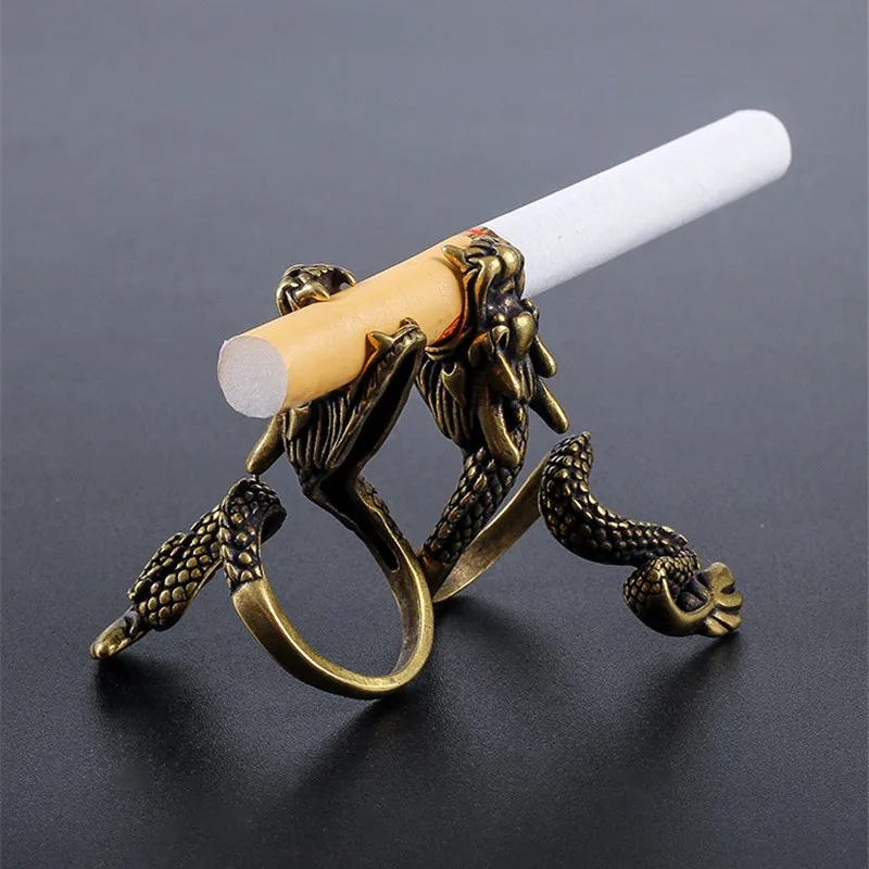 2023 New Cigarette Holder Dragon Ring Rack Metal Smoker Finger Clip Hand Rack Tobacco Cigarettes Smoking Weed Accessories Gadget