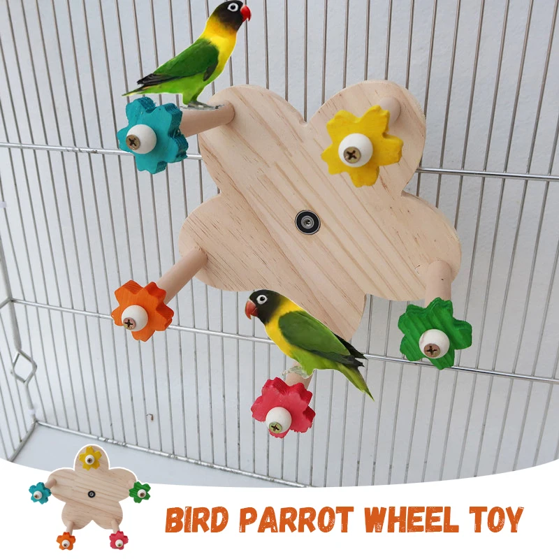 

Colorful Natural Wood Bird Perch Stand Wheel Branch Perch for Parrotss Parakeets Toy Branch Bird Cage Accessories