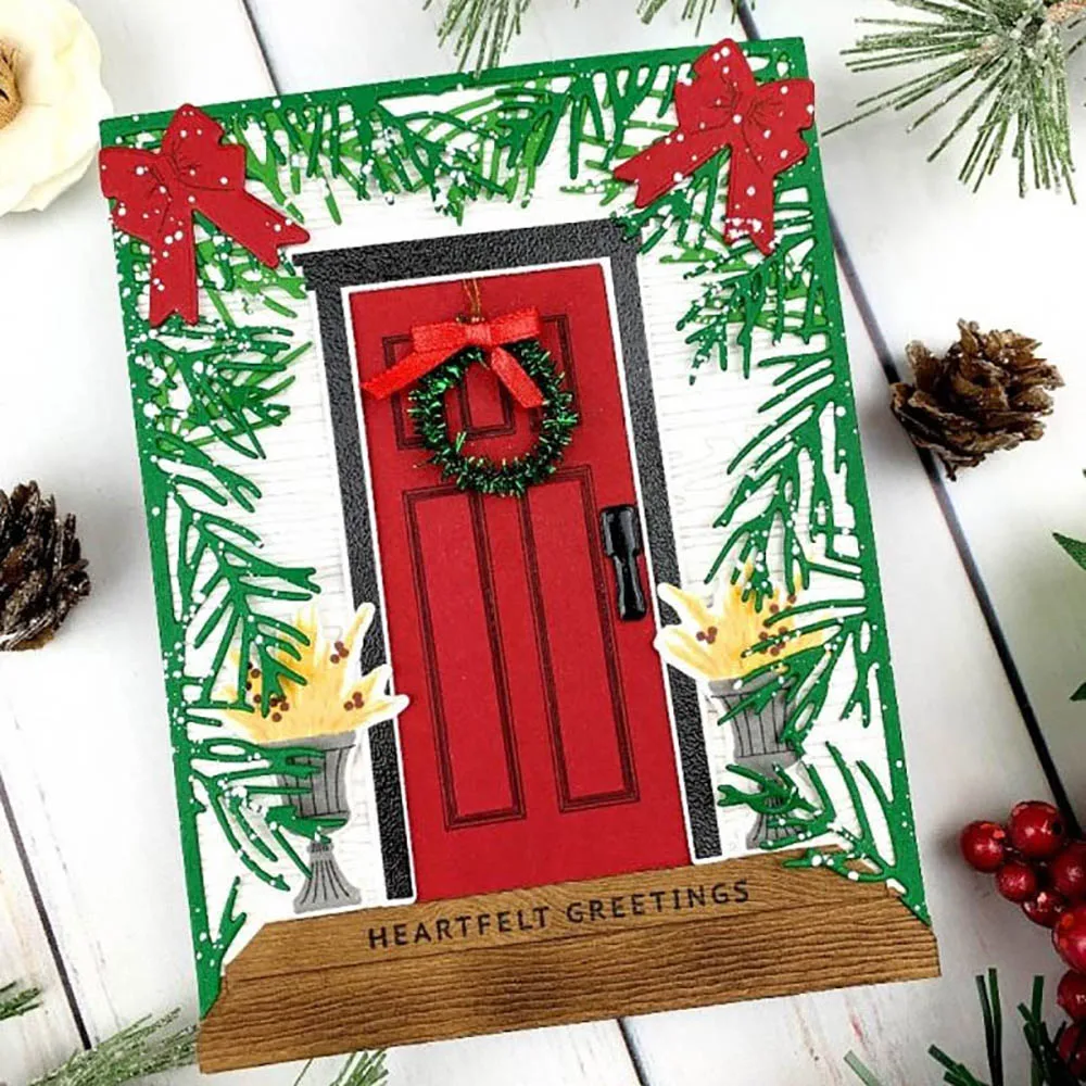 Holiday Door Decor Clear Stamps and Cutting Dies For DIY Craft Making Christmas Card Photo Album Scrapbooking Decoration Templat