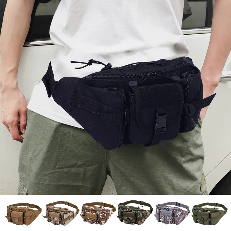 

Tactical Fanny Pack Waist Bag Pack with Patch Utility Hip Belt Bumbag for Outdoor Fishing Hiking 4 Zipper Pockets