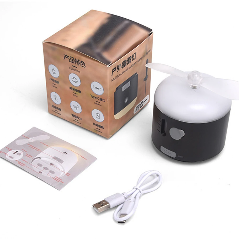 ライト付き空気冷却ファン,パワーバンク,テント,換気ファン,屋内および屋外のキャンプ用のスタンプファン,ハイキング,緊急車