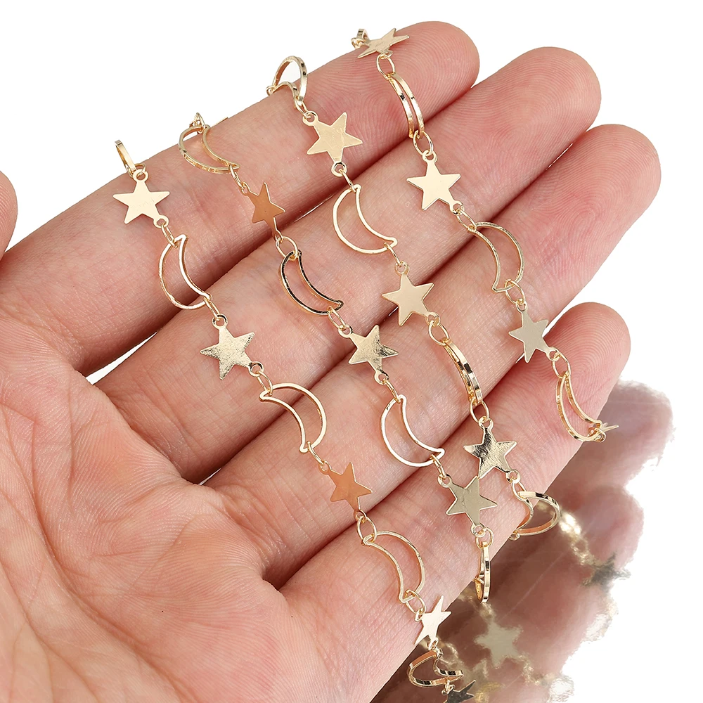 2Meters 1Meter Hollow Out Moon Star Charms Copper Chain Star Chains for Jewelry Making DIY Necklace Bracelet Wholesale Supplies