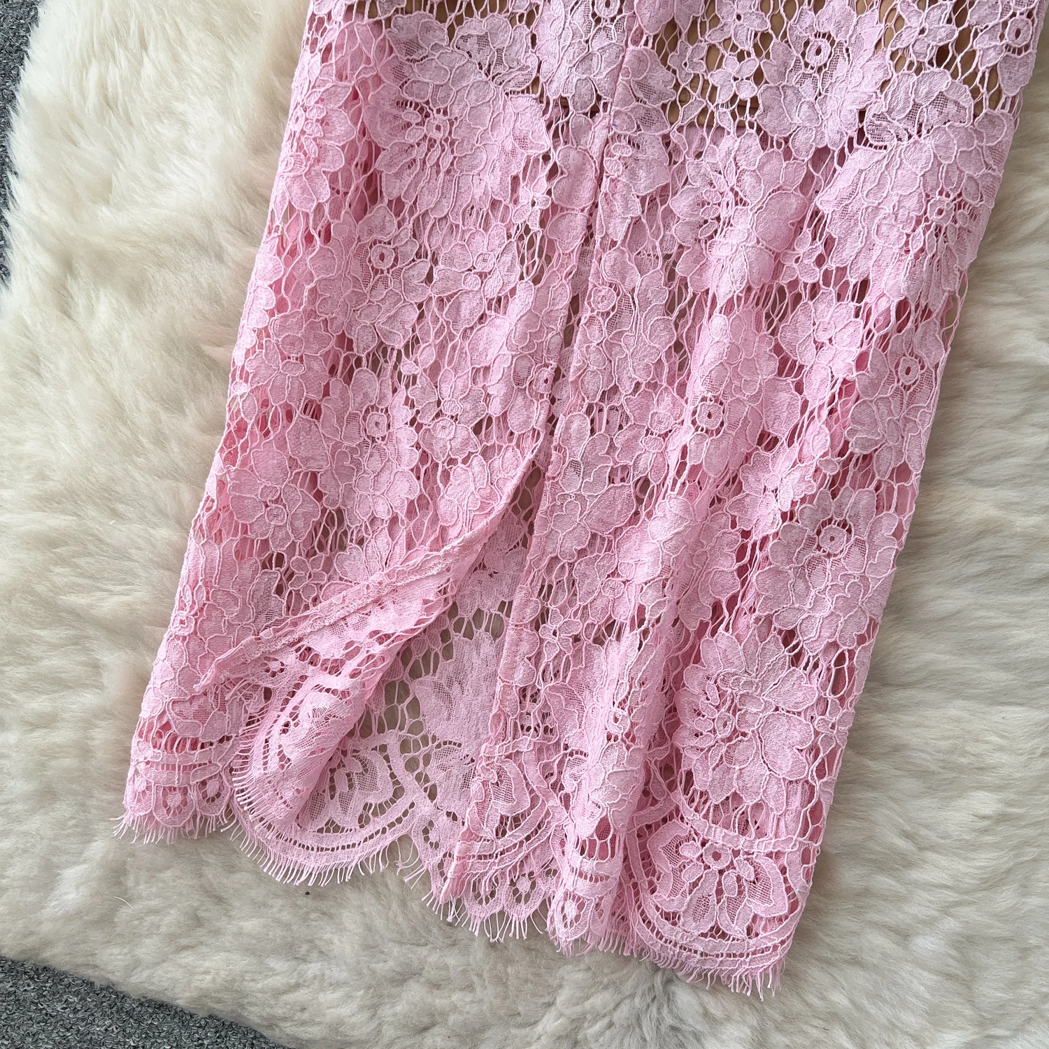 Chic vintage Sexy lace pencil dress Elegant Fairy korean fashion Boho Sundress women clothing Long dress