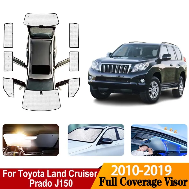 

Солнцезащитные козырьки для автомобиля Toyota Land Cruiser Prado J150, комплект для кузова 2010-2019, защита от УФ-излучения, солнцезащитные шторки на окна, автомобильные аксессуары