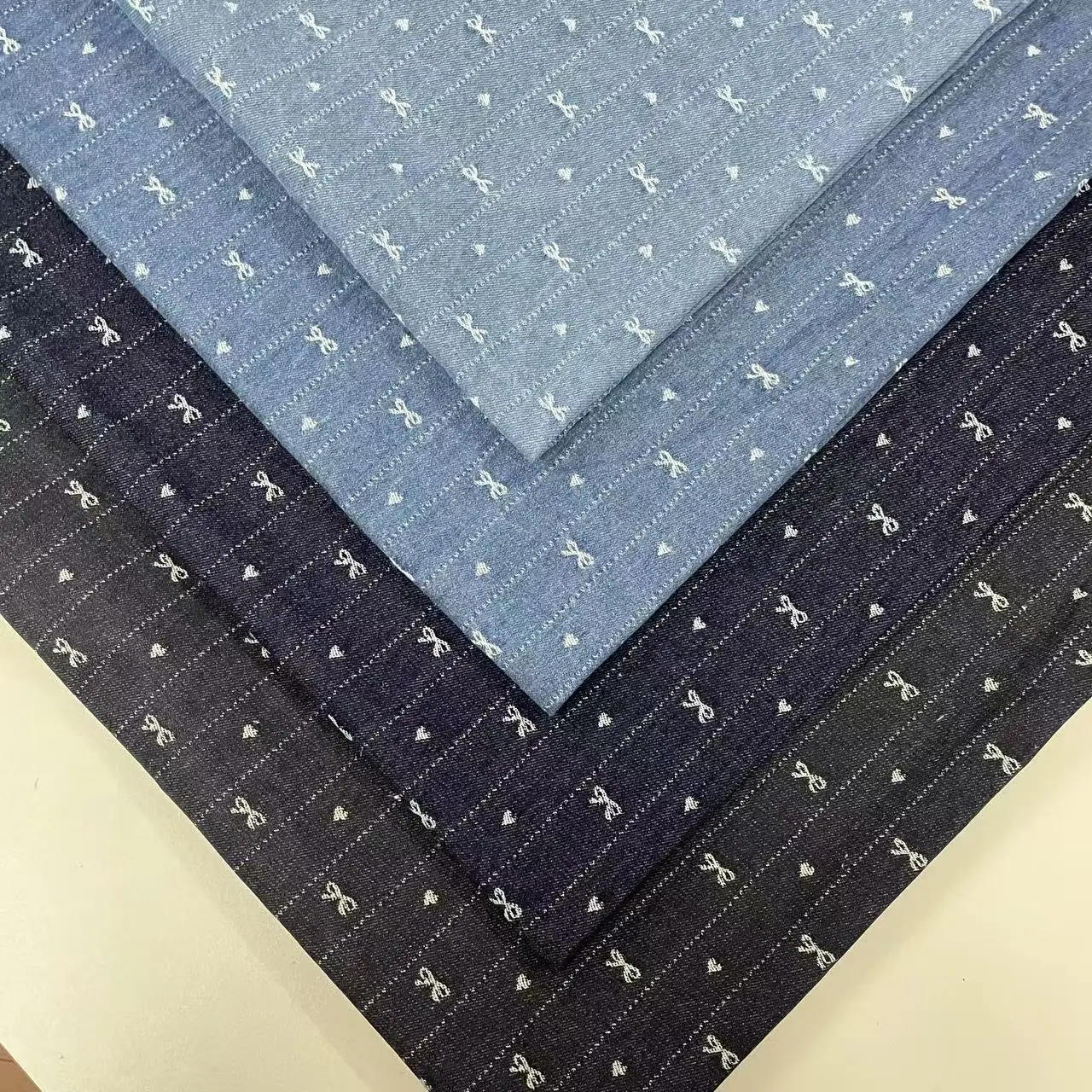 قماش الدنيم مع القلب والقوس الجاكار سميكة غسلها الدنيم لخياطة فساتين ملابس خارجية أكياس السراويل أكياس القبعات DIY بها بنفسك قماش الدنيم #2