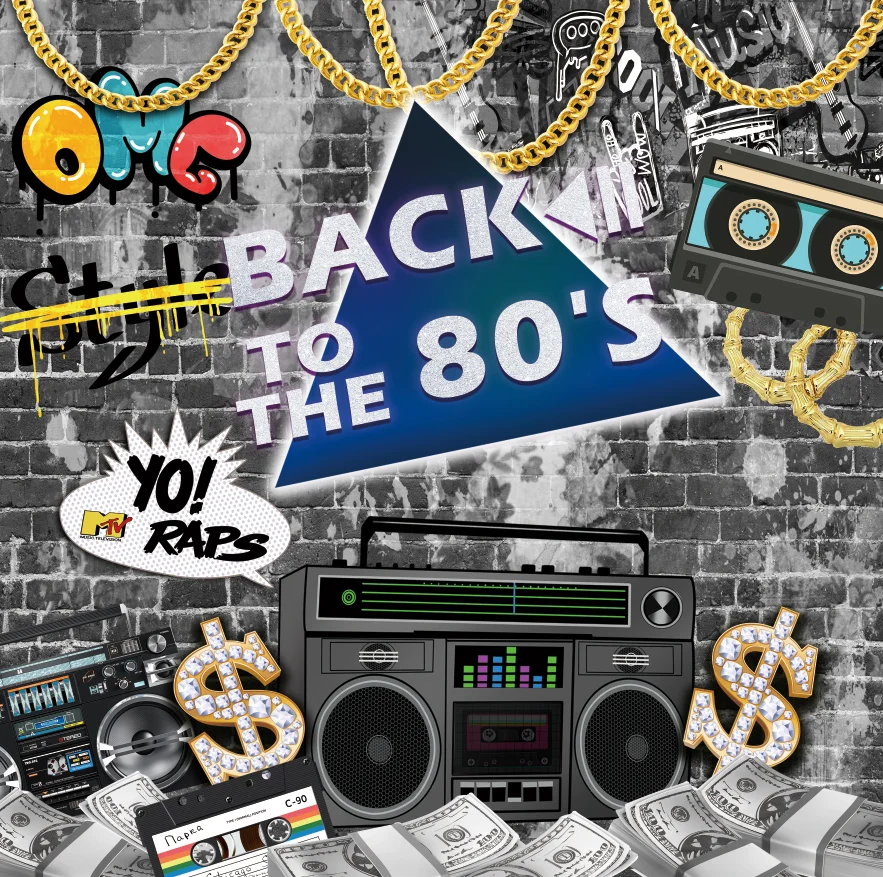 

10x10FT Back To 80s 70s Hip Hop Dance Disco Music Quit Graffiti Custom Photo Backdrop Background Seamless Vinyl 300cm x 300cm