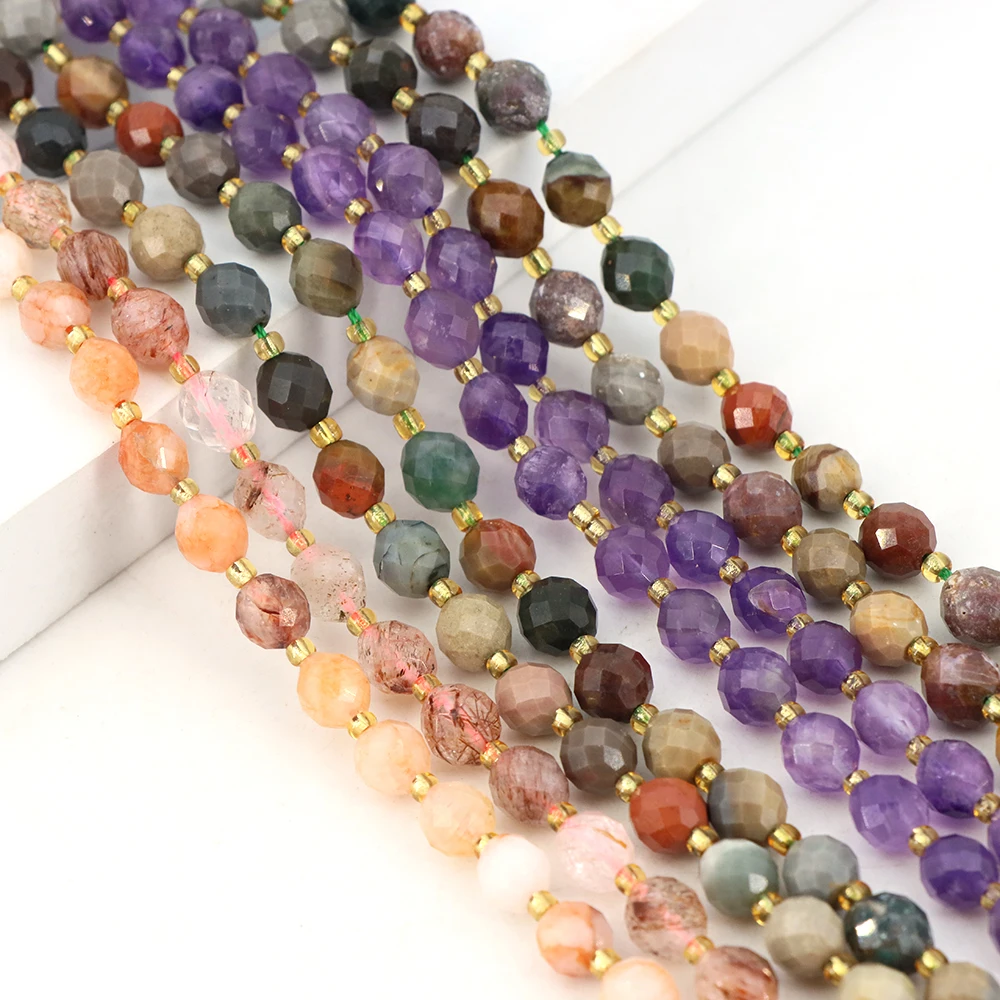 8x6mm Facettierte Ovale Stein Natürliche Amethyst Prehnit Rutil Quarz Spacer Perlen Für Schmuck Machen Armband Halskette Zubehör