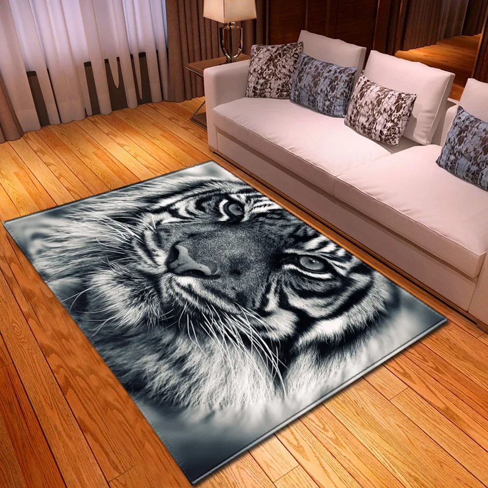 Cartoon Child Tiger Lion 3D Printing Carpets for Living Room Bedroom Area Rugs Soft Flannel Antiskid Kids Room Crawl Floor Mats