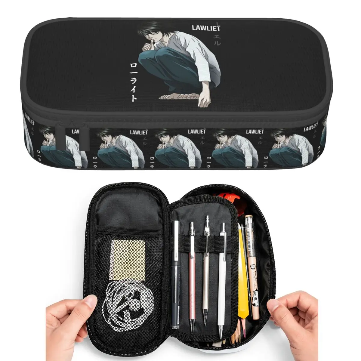 Death Note Lawlet Note Anime Pencil Cases for Student Pen Box Pencil Bag Big Capacity Pencil Pouch Pen Holder