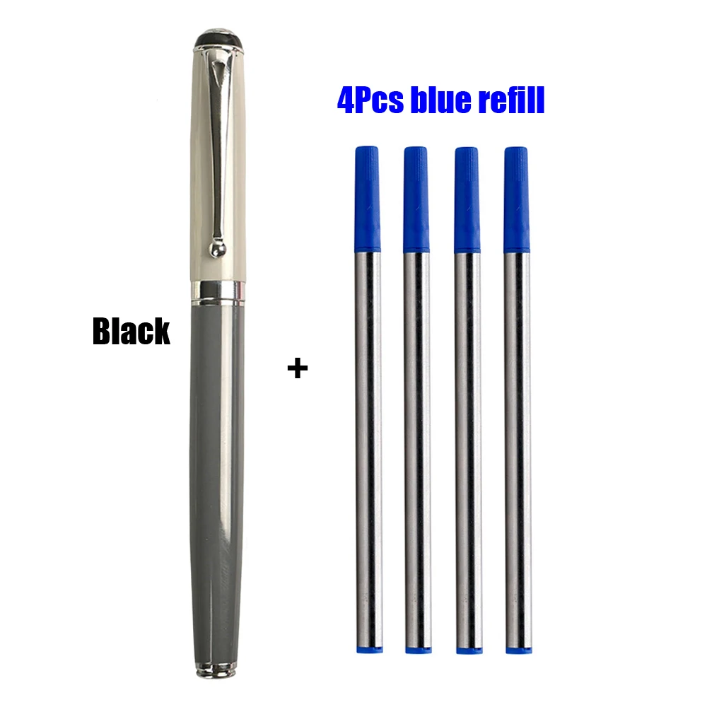 1 + 4 Teile/satz Metall Kugelschreiber Mit Minen Für Schule Büro Business Kugelschreiber Schwarz Blau Refill Tinte Schreibwaren – Detail 4