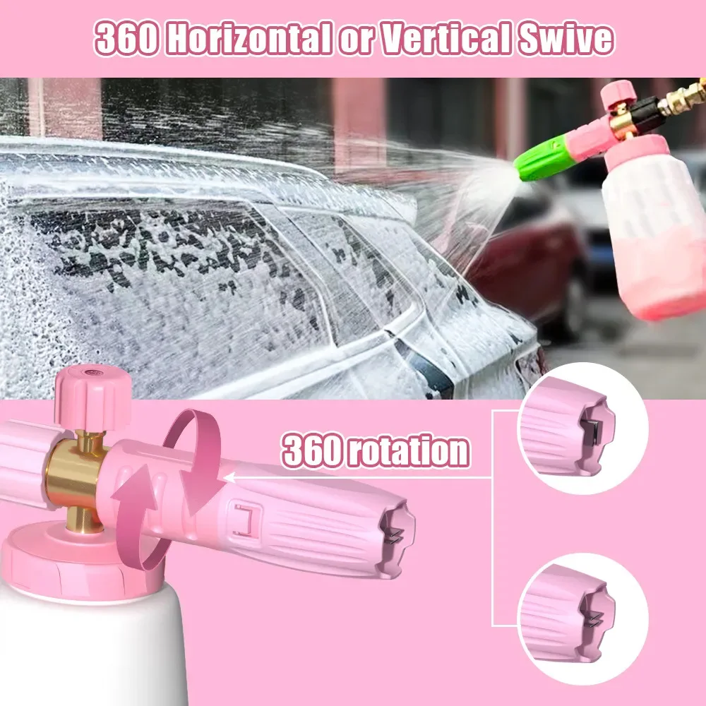 Car Wash Snow Foam Cannon Foam Lance 1000ml for 1/4'' Karcher Bosch Huter Parside Nilfisk High Pressure Washer Gun Foam Cleaning