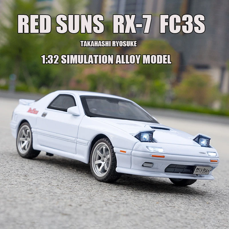 1:32 Simulation RED SUNS RX7 FC3S Metal Alloy Model Cars Diecasts Toy Vehicles Car Decoration Christmas Gift Kid Toys For Boy