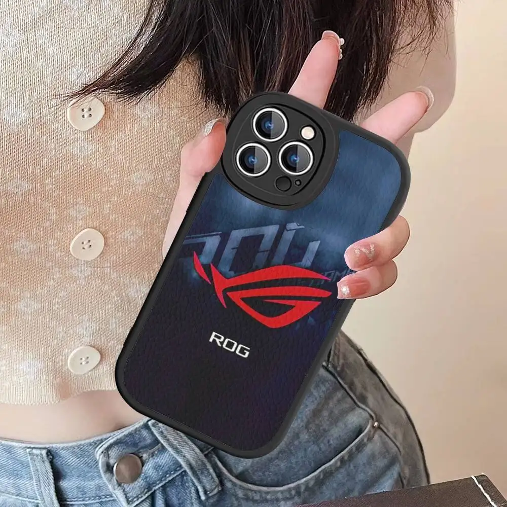 Funda de Cuero con Logotipo A-AsuS-S R-ROG para iPhone 16 15 14 13 12 11 Pro Max Plus