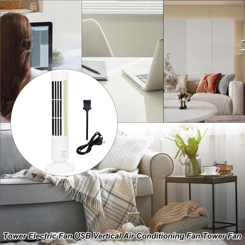 Mini Tower Fan With LED Light 360 Degree Rotation Cooling Fan Electric Vertical Fan Portable Air Conditioner For Work Area