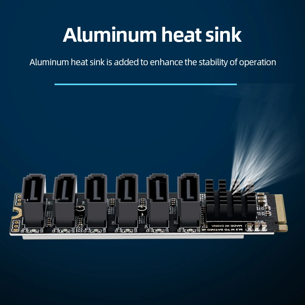 M2 M-EKY PCIE3.0 To SATA6G Transfer Expansion Card 16000 MB/s Transmission Speed PCI Expansion Card for Hard Disk Support SATA