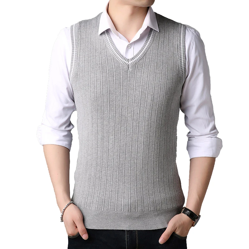 

sweater Men Clothes Slim Sweaters Mens Knitwear Autumn Wear Fashion Sweater V-Neck Sleeveless Sweater Vest for Men