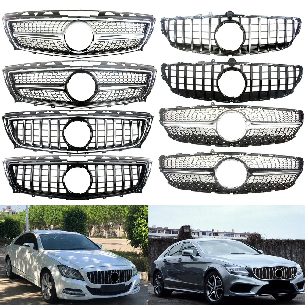 Front Racing Billet Bumper Grille Upper Grill For Mercedes-Benz W218 CLS-Class 2011 2012 2013 2014 2015 2016 2017 GTR Diamond