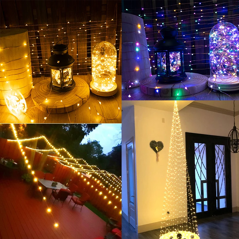 30m 50 100m 120m led luzes da corda fio de cobre luz de fadas à prova dwaterproof água guirlanda para o feriado natal decoração do quarto casamento