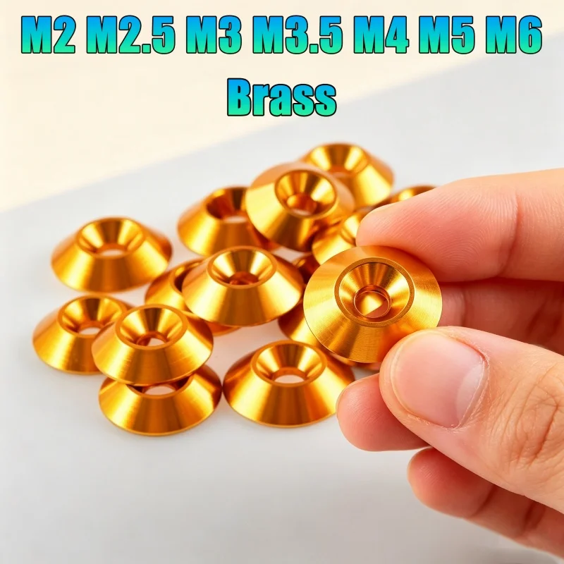 2~10pcs M2 M2.5 M3 M3.5 M4 M5 M6 Brass Countersunk Umbrella Flat Head Screw Concave Conical Decorative Groove Washer Gasket