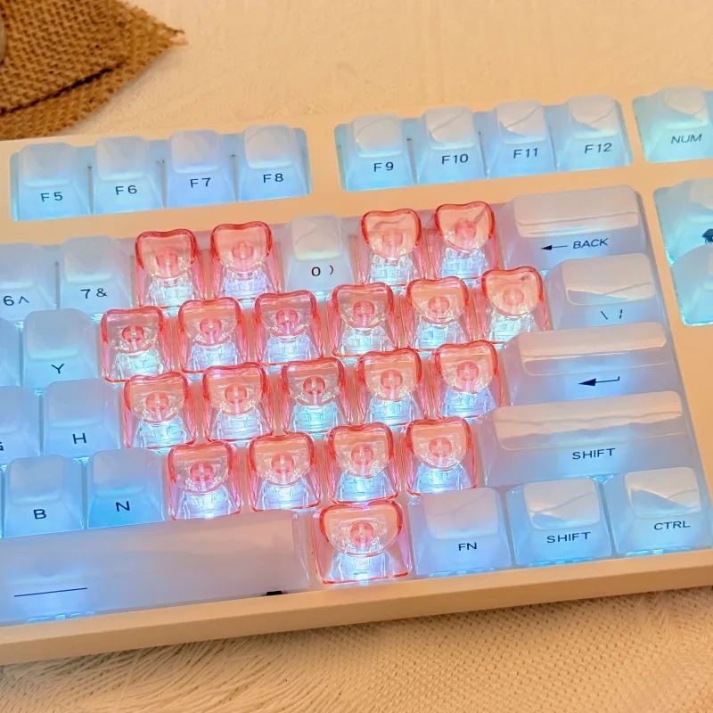 

Keycap trend love white keycap mechanical keyboard 21 keys transparent PC two-color 0EM height supplement key