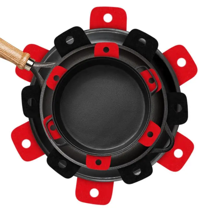 Pfannenschutz zum Stapeln von Topfscheidern, Polster, 12er-Set, wiederverwendbare, rutschfeste Blumenpfanne, Kratzschutz zum Backen, Kochen