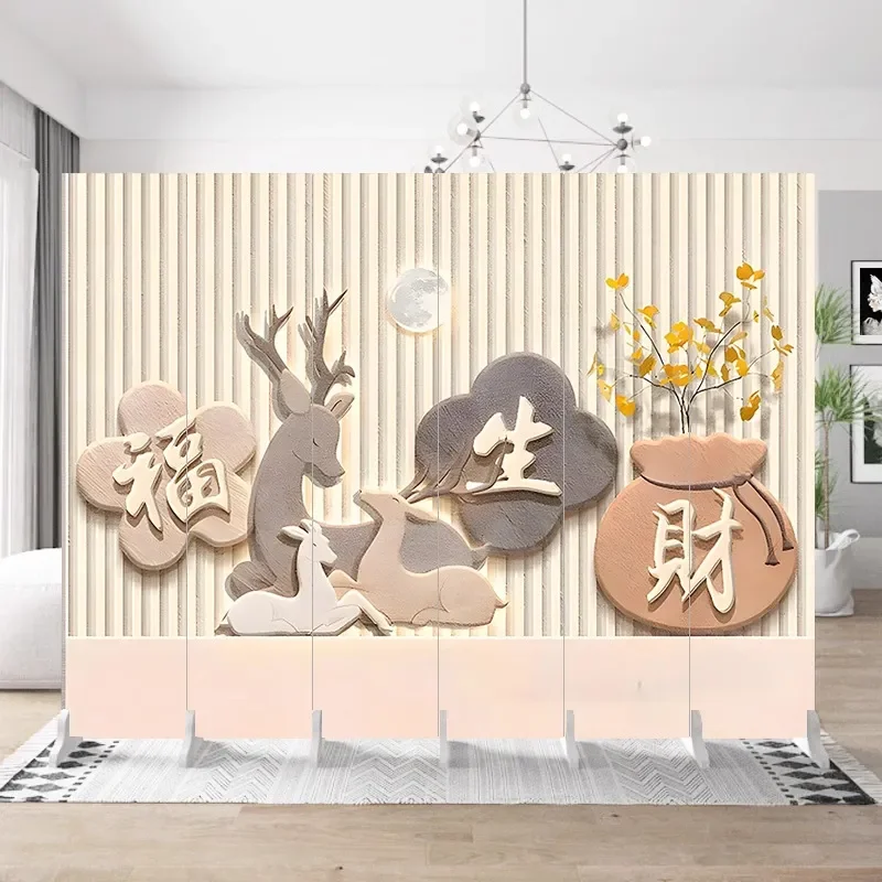 Foldable European Style Screen Partition for Living Room Office Hotel Private Room Mobile Room Divider Entrance Facing Door